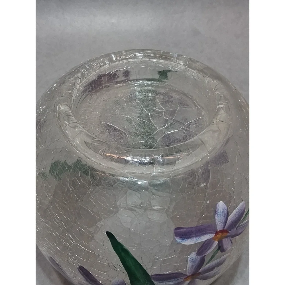Vintage Fifth Avenue Crystal 2Pc Crackled Tealight Candle Holder Hummingbird🪻🪻